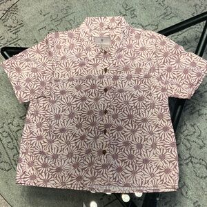 Royal Robbins Kids Floral Button Down Shirt in Purple and White